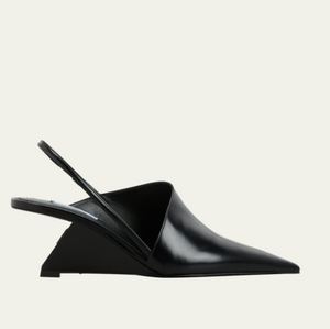 Prada Calfskin Slingback Wedge Pumps 5.5
